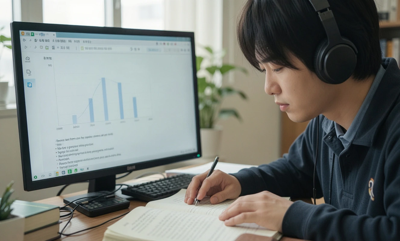 코스피 상승장 수익률 개인투자자 증권거래수익률 컴퓨터 화면을 보고 실망하는데도 그는 공부에 집중한다