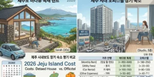 2026 제주도 한달살기 숙소 계획표를 일러스트 만들어 독채와 장기 숙소 이미지 이다.