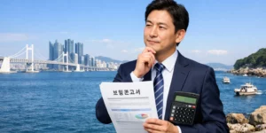 개인회생 보정권고 부산 현장에서 2026년 생계비 변제금 고민하는 40대 가장이 바닷가에서 서류를 검토하는 중이다