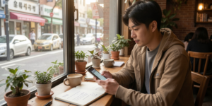 쓰레드 급성장 마케팅 전략 스마트폰으로 쓰레드 앱에 글을 작성 중인 30대 1인 마케터이다. 카페에서 디지털 노마드