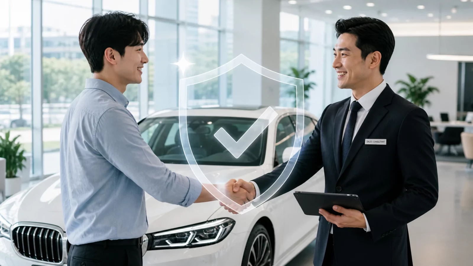 수입차 리스 승계 확인하여 BMW 차량을 인수 받는 남성이다