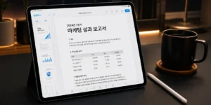 아이패드 한컴독스 글꼴 한컴독스 앱에서 나눔고딕 글꼴이 깔끔하게 적용된 HWP 보고서 문서를 보여주는 모습